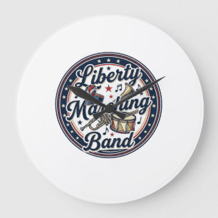 Liberty Marching Band Patriotischer Patriotischer Große Wanduhr