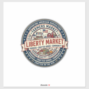 Liberty Market Patriotischer Patriotischer Bauernm Aufkleber