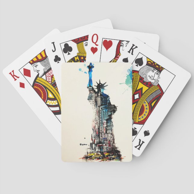Liberty New York City Travel Liebe Watercolor Spielkarten (Rückseite)
