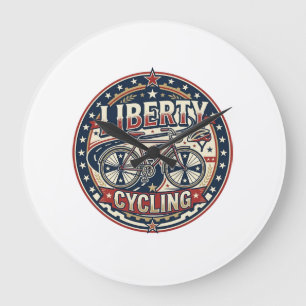Liberty Radfahren Patriotisch Patriotisch Radfahre Große Wanduhr