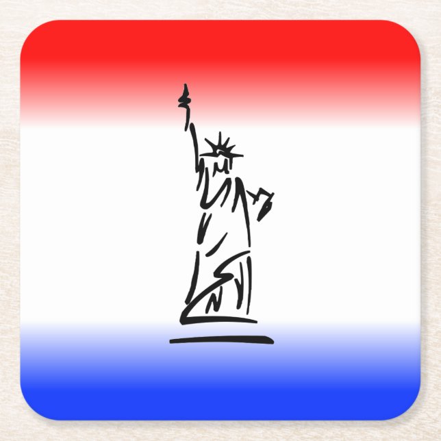 Liberty Red Blue Stripe Rechteckiger Pappuntersetzer (Vorderseite)