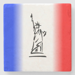 Liberty Red Blue Stripe Steinuntersetzer