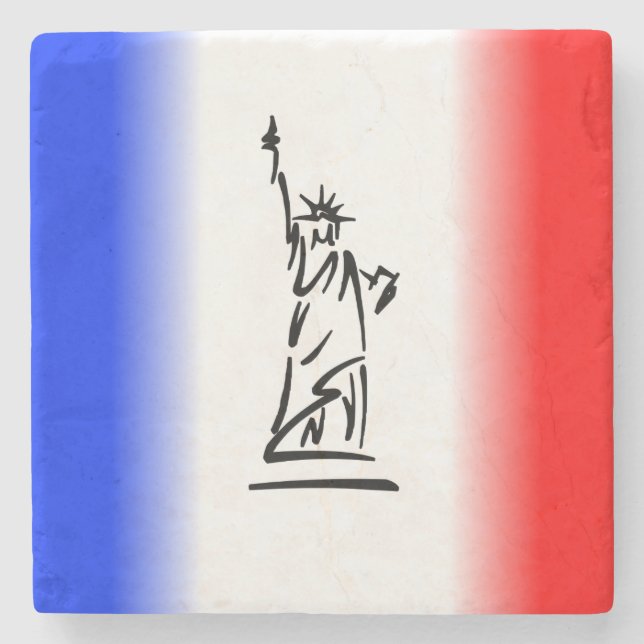 Liberty Red Blue Stripe Steinuntersetzer (Vorderseite)