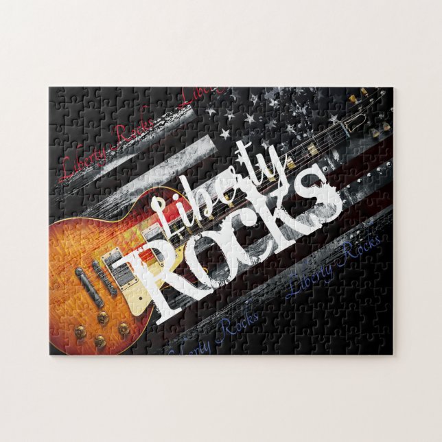 LIBERTY ROCKS Vintage amerikanische Flagge (Horizontal)