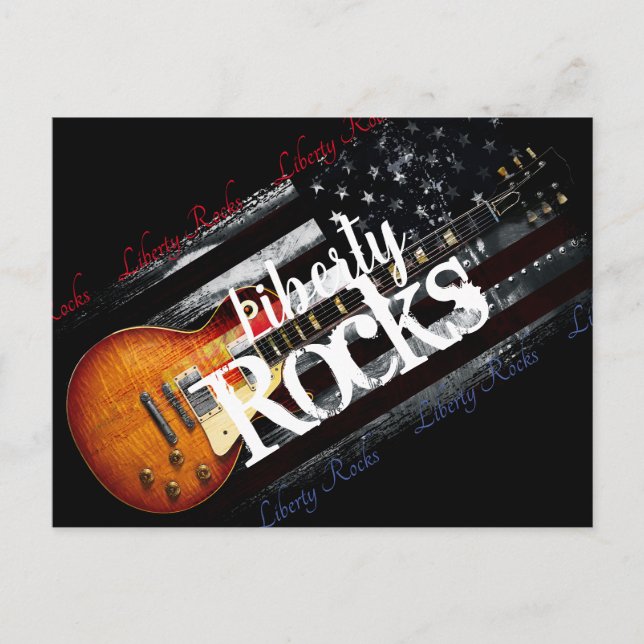 LIBERTY ROCKS Vintage amerikanische Flagge Postkarte (Vorderseite)