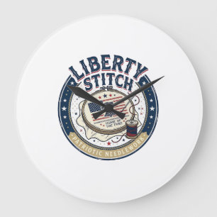 Liberty Stitch Patriotische Stickerei Nadel Große Wanduhr