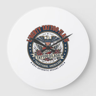 Liberty Tattoo Flash Patriotisches Patriotisches T Große Wanduhr