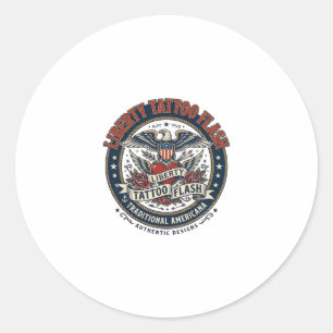 Liberty Tattoo Flash Patriotisches Patriotisches T Runder Aufkleber