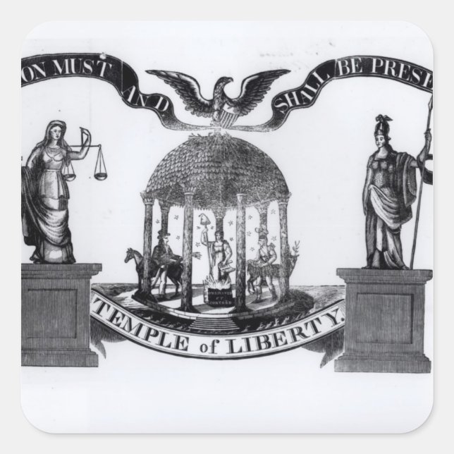 Liberty-Tempel, 1834 Quadratischer Aufkleber (Vorderseite)