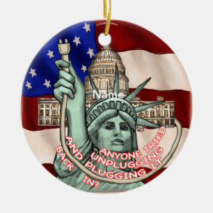 Liberty Unplug USA Keramik Ornament