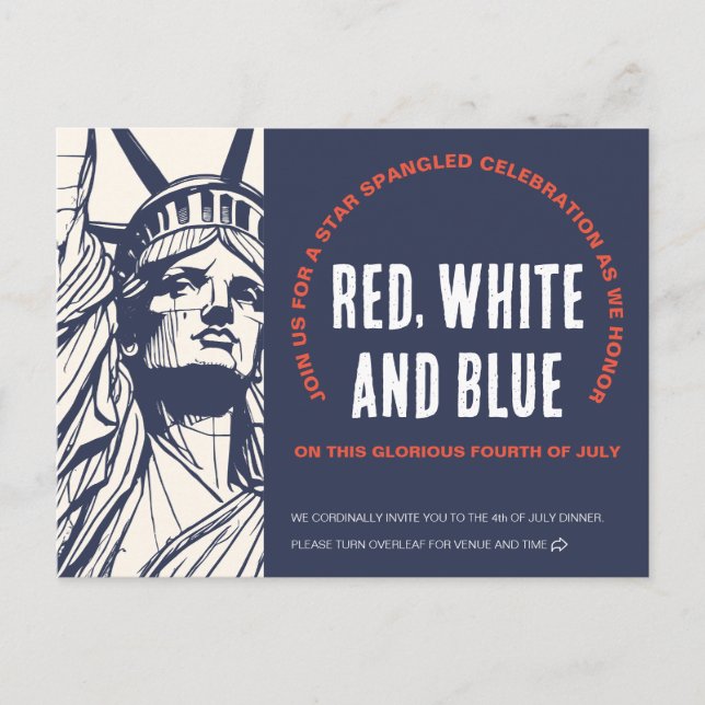 Liberty's Call bis 4. Juli Einladung Postkarte (Vorderseite)
