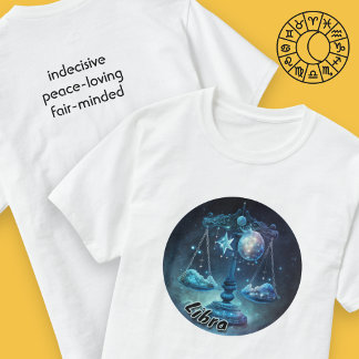 Libra Aquarelle bleu et noir Zodiac T-shirt