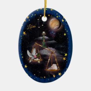 Libra Art Collage Keramik Ornament