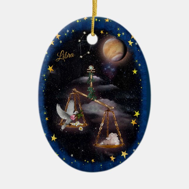 Libra Art Collage Keramik Ornament (Vorne)