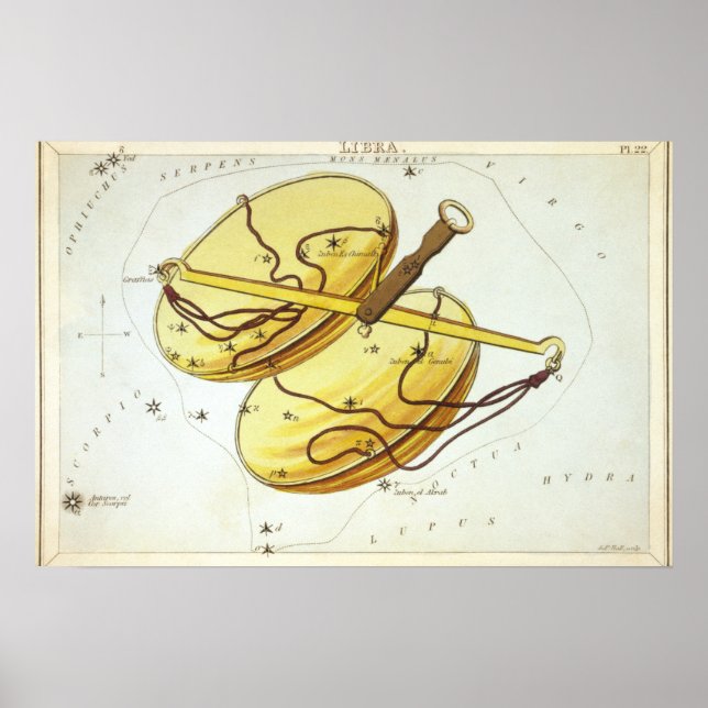 Libra Astrologisch Zeichnend Poster (Vorne)