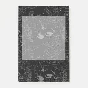 Libra Constellation Hevelius 1690 Karte auf Schwar Post-it Klebezettel