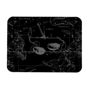 Libra Constellation Map Hevelius 1690 auf Schwarz Magnet