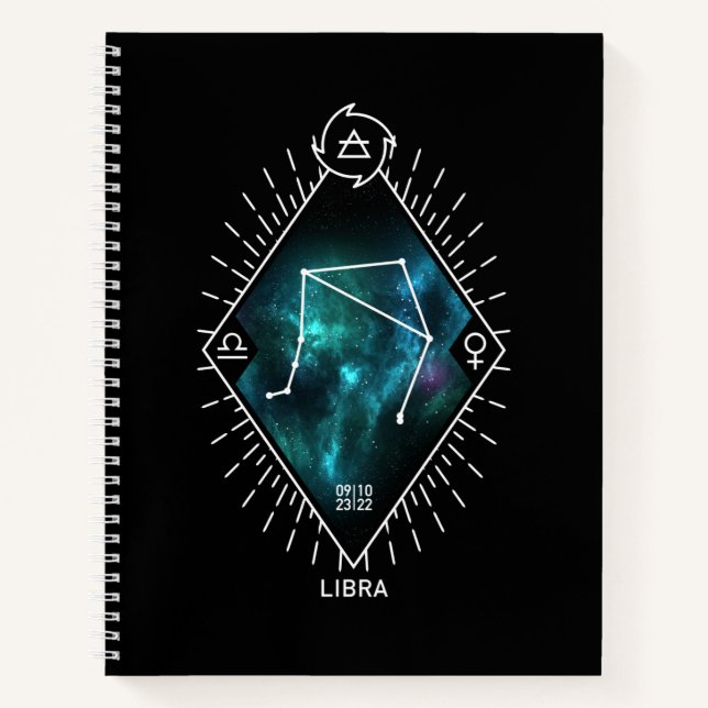 Libra Constellation & Zodiac-Symbol Notizbuch (Vorderseite)