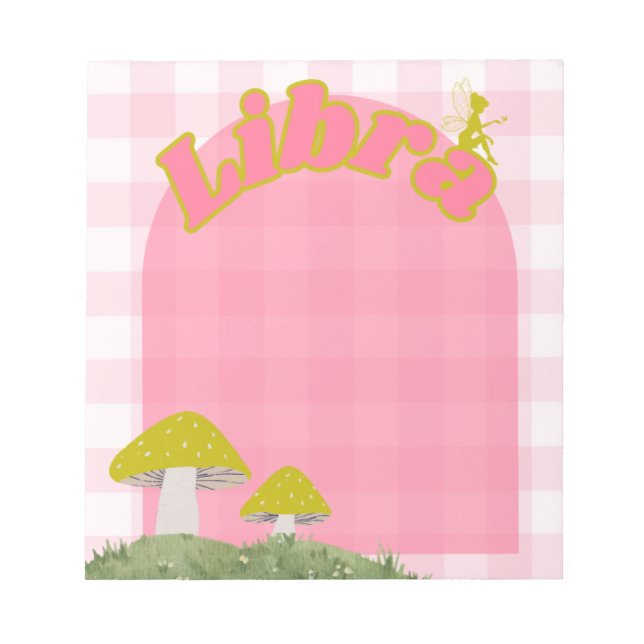 Libra Cotgagecore Whimsical Fairy Mushroom Design Notizblock (Vorderseite)
