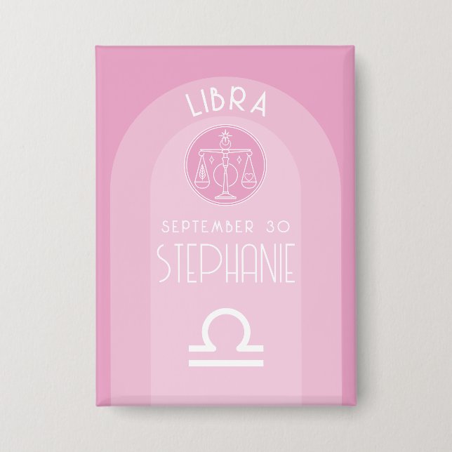 Libra Custom Birthdate - Zodiac - Modernes Design Button (Vorderseite)
