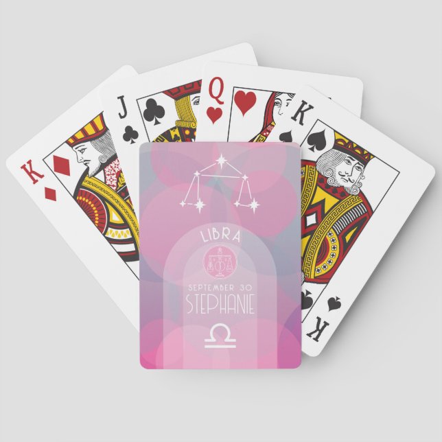 Libra Custom Birthdate - Zodiac - Modernes Design Spielkarten (Rückseite)