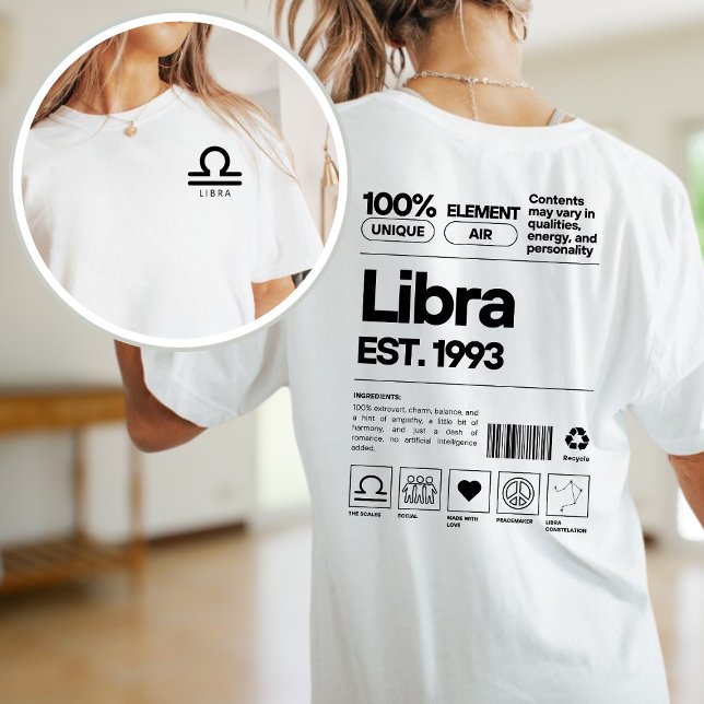 Libra Custom Zodiac Astrologie Geburtstag Oktober T-Shirt (Von Creator hochgeladen)