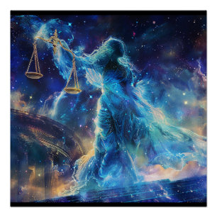 Libra (Das Diplom) Zodiac Sign Deity Poster