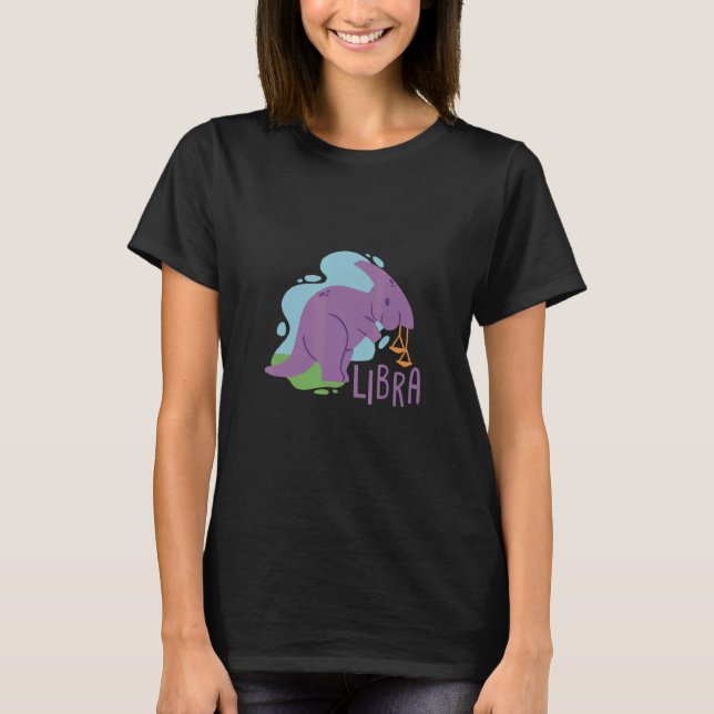 Libra Dinosaur Astrologie T-Shirt (Vorderseite)