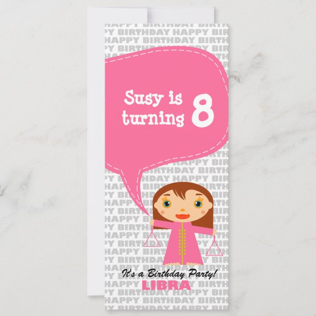 Libra Einladung Geburtstagsparty (Vorderseite)