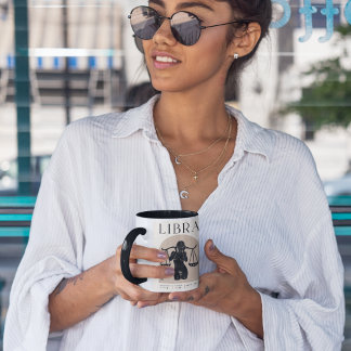 Libra Feminine Zodiac Design Brown Black 15 OZ Tasse