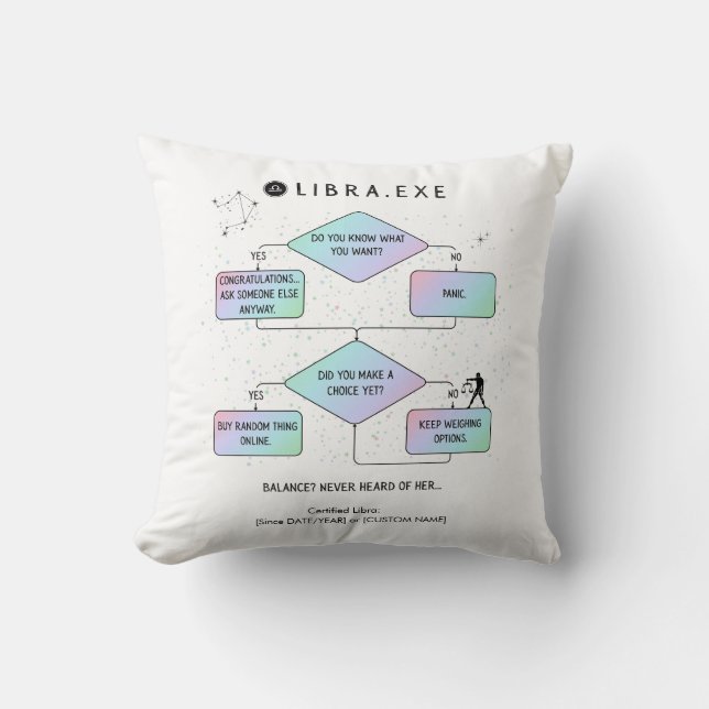 Libra-Flowchart | Funny Zodiac Sign Spaß (Farbe) Kissen (Vorderseite)