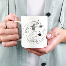 Libra Girl 15oz Black Rim Tasse