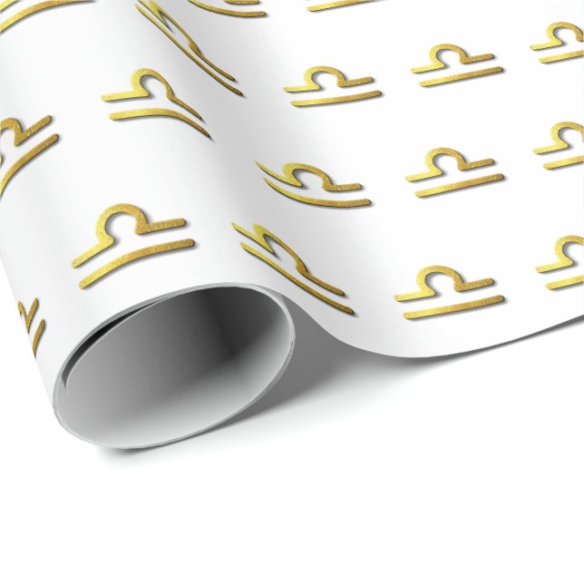 Libra-Gold im Schnee Geschenkpapier (Rolleneckpunkt)