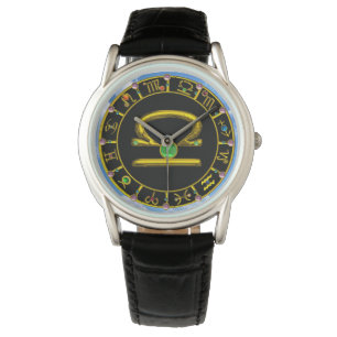 LIBRA GOLD ZODIAC BIRTHDAY JEWEL, grün, schwarz Armbanduhr
