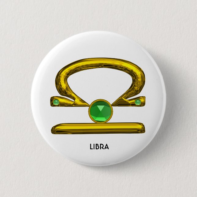 LIBRA Gold Zodiac Birthday Sign Button (Vorderseite)