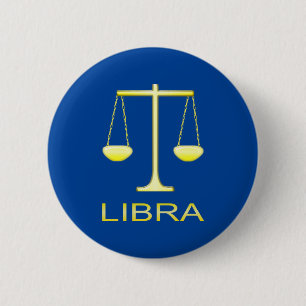 Libra Golden Scales Sign Button