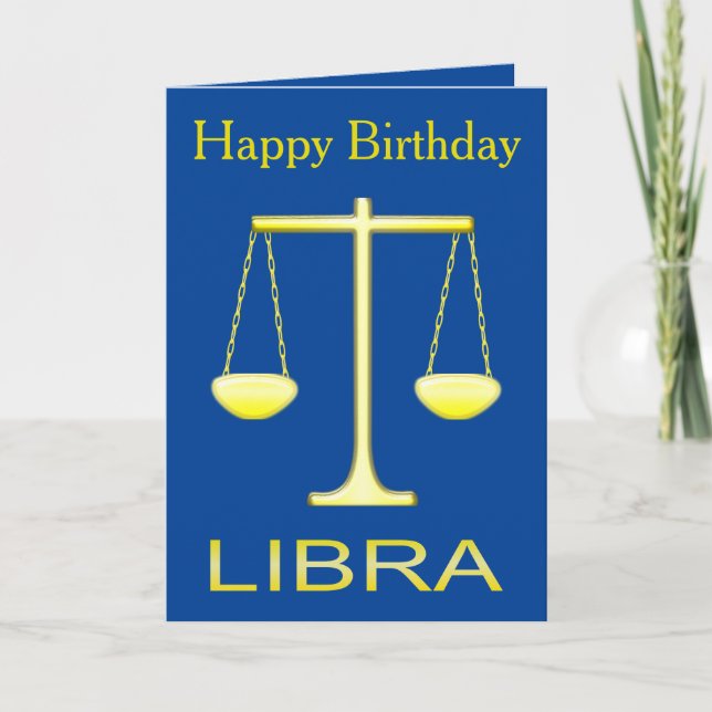 Libra Golden Scales Sign Custom Geburtstag Karte (Vorderseite)