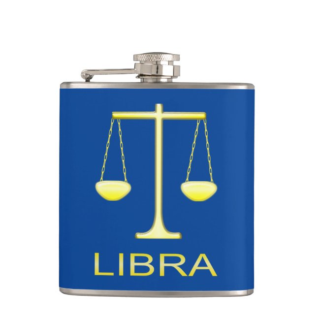 Libra Golden Scales Sign Flachmann (Vorderseite)