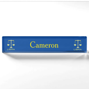 Libra Golden Scales Sign Individuelle Name Namensplakette