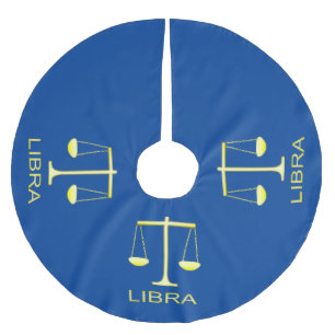 Libra Golden Scales Sign Polyester Weihnachtsbaumdecke