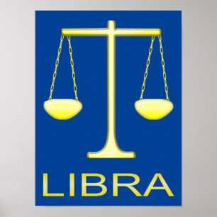Libra Golden Scales Sign Poster