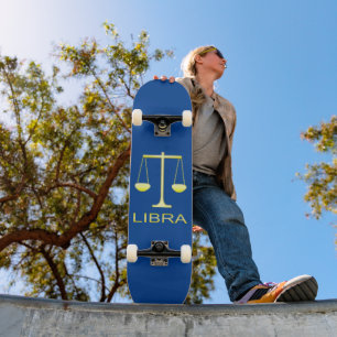 Libra Golden Scales Sign Skateboard