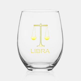 Libra Golden Scales Sign Weinglas Ohne Stiel