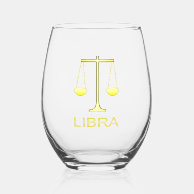 Libra Golden Scales Sign Weinglas Ohne Stiel (Vorderseite)