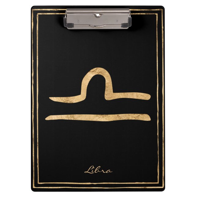 Libra Hammergoldstylisierte Astrologie-Symbol Klemmbrett (Vorderseite)