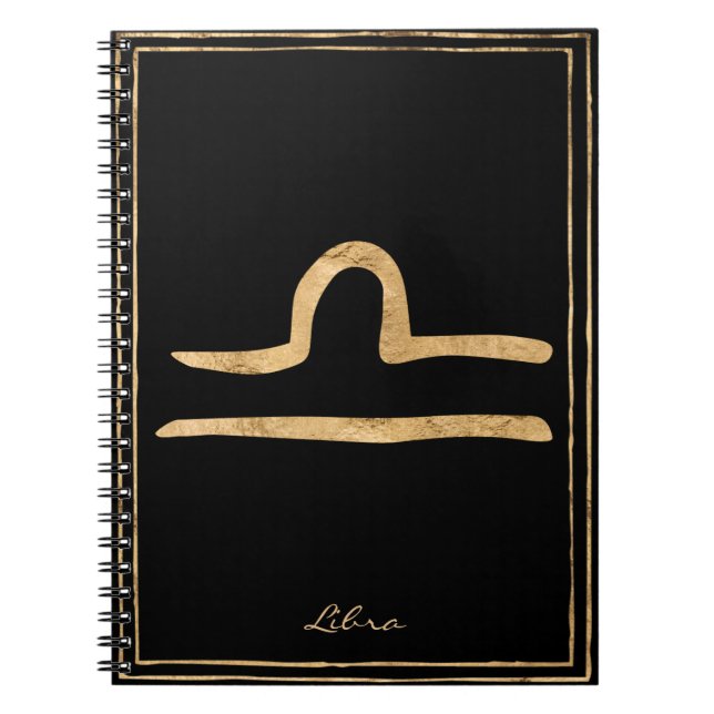 Libra Hammergoldstylisierte Astrologie-Symbol Notizblock (Vorderseite)