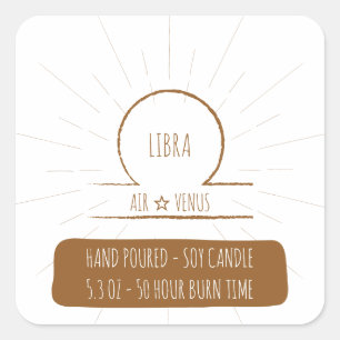 Libra Hand goss Sojakandle Label Quadratischer Aufkleber