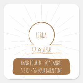 Libra handgegossenes Sojakerzenetikett Quadratischer Aufkleber