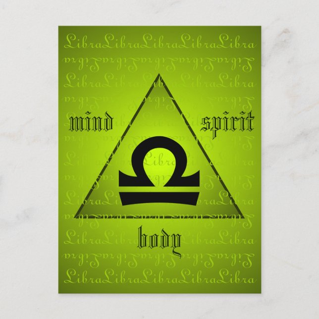 Libra Holistic Triangle Mind Body Spirit Green Postkarte (Vorderseite)