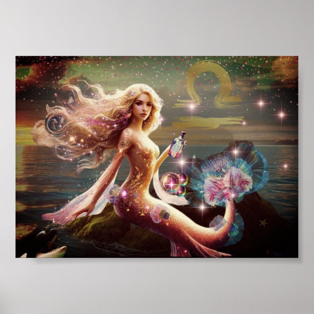 Libra Horoskop Mythische Kreaturen Poster (Vorne)